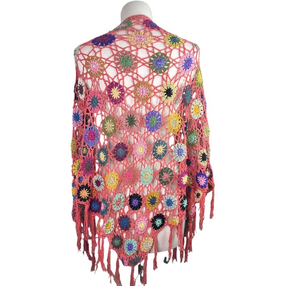 Hand Crafted Sweaters - Hand Made Crochet Boho Floral Shawl